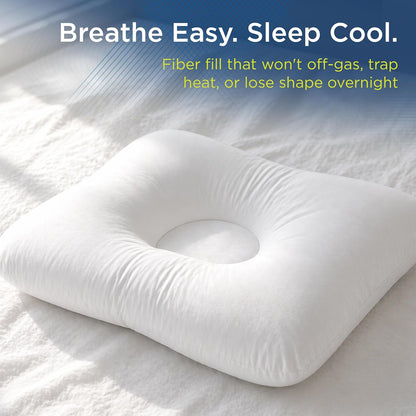 Next-GEN Deluxe Neck & Cervical Pillow – Breathable Fiber Fill D-Shaped Contour for Neck Pain & Headache Relief – Dual Roll for Back & Side Sleepers – Latex Free – Midsize 22"x15" White