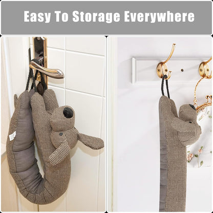 Under Door Draft Stopper Decorative Wind Stopper 36 inch for Door & Window, Weighted Animal Air Draft Stopper for Bottom of Door with Hanging Loops - Brown Dog