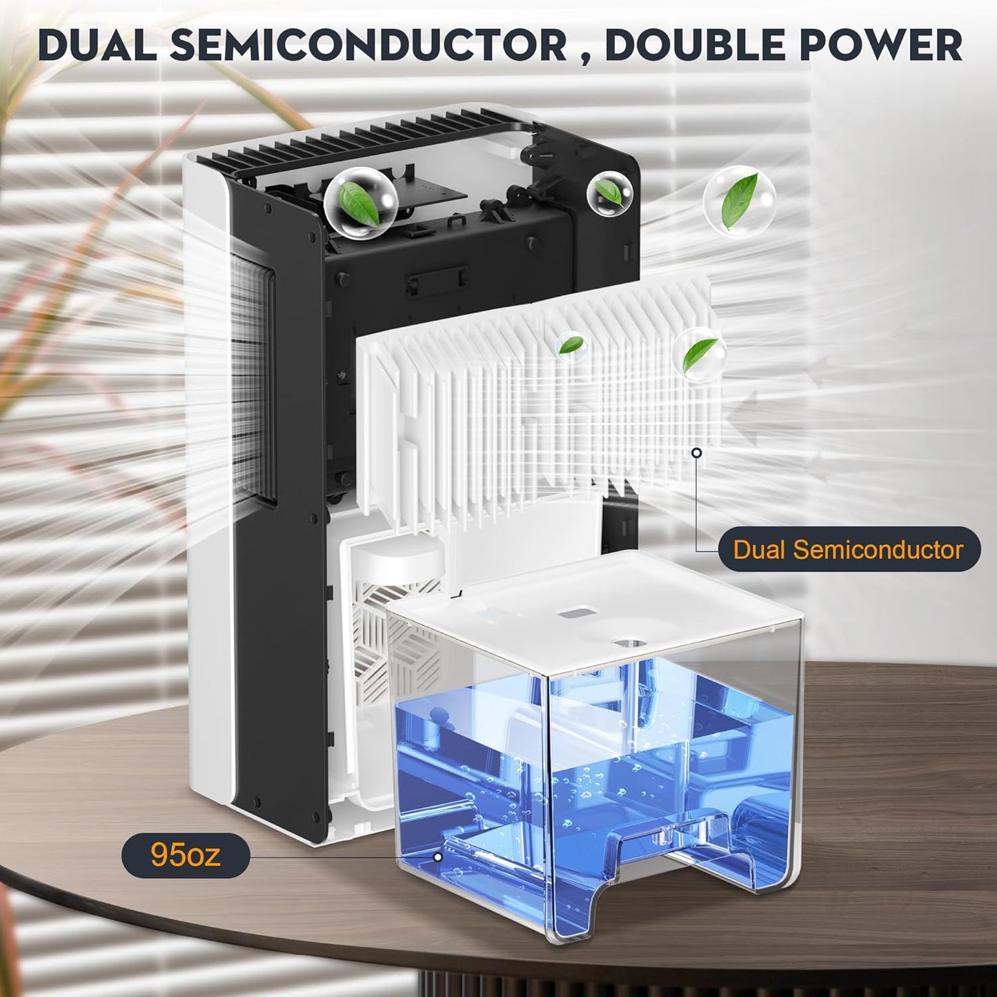 ToLife Dehumidifier for Home, 1000 sq.ft Dehumidifiers for Bedroom Bathroom Basement with 95 OZ Water Tank, Auto Shut Off 7 Colors LED Light, White Black