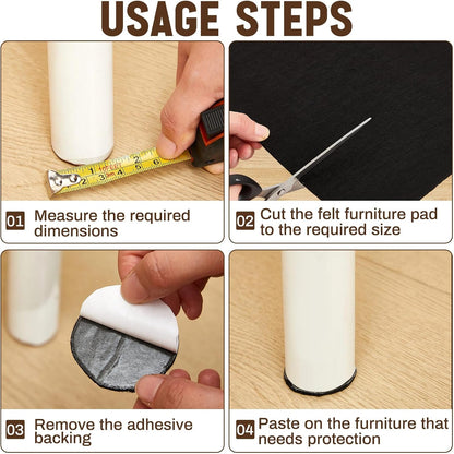 Fullhawl Large Felt Furniture Pads 8 x 60 Inch Non Slip Self Adhesive Heavy Duty Cuttable Strip Roll Felt Sheet Tape for Protecting Hardwood Floors Chair Wall, White