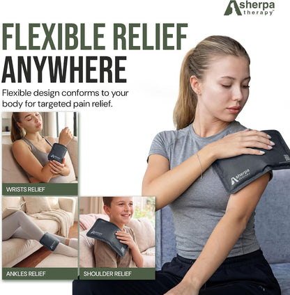 Medium Flexible Gel Ice Packs Reusable - Hot and Cold Soft Ice Packs for Injuries Reusable for Ankle, Arm, Foot, Leg, Back Pain Relief - 8" x 12" - Purple