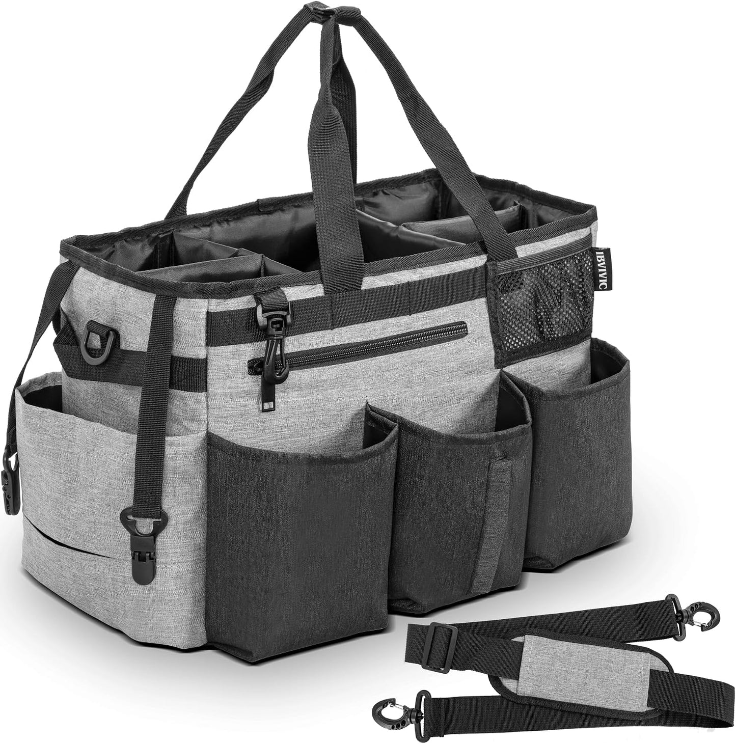 IBVIVIC Wearable Cleaning Caddy Bag for Cleaning Supplies, Black | Cleaning Organizer Tote Bag with Handle & Shoulder Straps Kitchen Cleaning Supplies Storage Bag for Cleaners & Housekeepers
