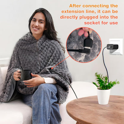 Cordless Battery Operated Heated Blanket, Wearable Heating Throw for Car,Camping,Office Warm Gift Machine Washable Super Cozy Soft Blanket with 10000 mAh Battery Pack 3 Heating Levels 63" X 35"