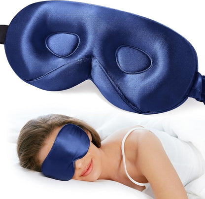 LitBear 100% 22 Momme Mulberry Silk Sleep Mask - 3D Contoured Eye Mask for Men & Women, Soft Breathable Sleeping Mask with Adjustable Strap, Perfect Blocks Light for Sleeping (Black)