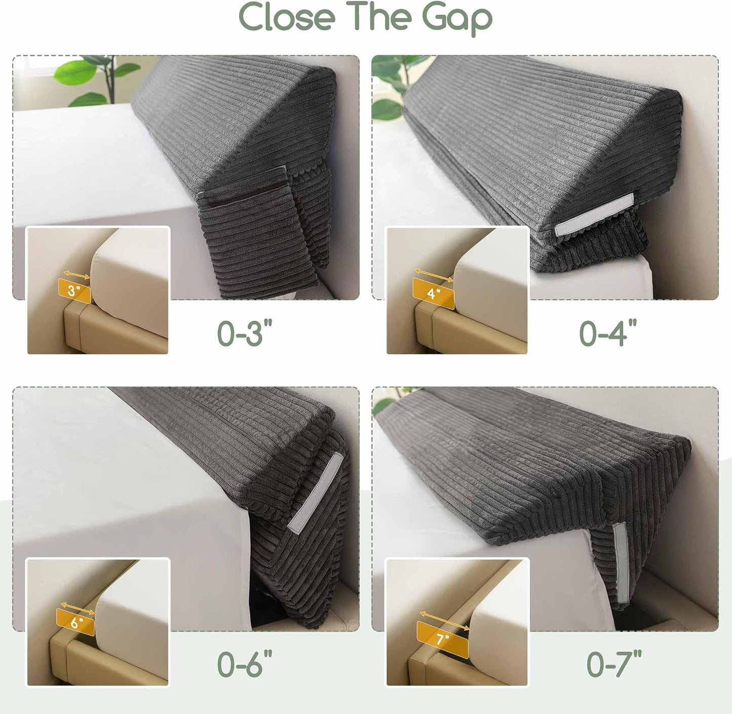 HIGOGOGO Queen Size Wedge Pillow for Headboard Gap - Multi Functional Mattress Wedge Bed Gap Filler Close The Gap (0-7") Between Your Mattress and Headboard or Wall (Grey 60"x11"x9")