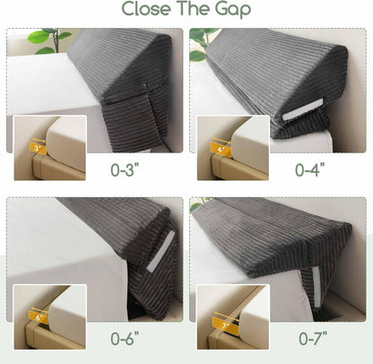 HIGOGOGO Queen Size Wedge Pillow for Headboard Gap - Multi Functional Mattress Wedge Bed Gap Filler Close The Gap (0-7") Between Your Mattress and Headboard or Wall (Grey 60"x11"x9")