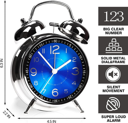 AYRELY® Super Loud Alarm Clock for Heavy Sleepers, 4.5 Inch Twin Bell Retro