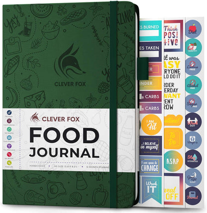 Clever Fox Food Journal for Women & Men, Weight Loss Tracker, Aquamarine