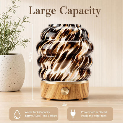 Glass Essential Oil Diffuser for Home - 180ml Ultrasonic Cool Mist Aromatherapy Diffuser for Essential Oils with 7 Led Night Light & Auto Shut-Off Protection for Home Office Bedroom Gifts for Women