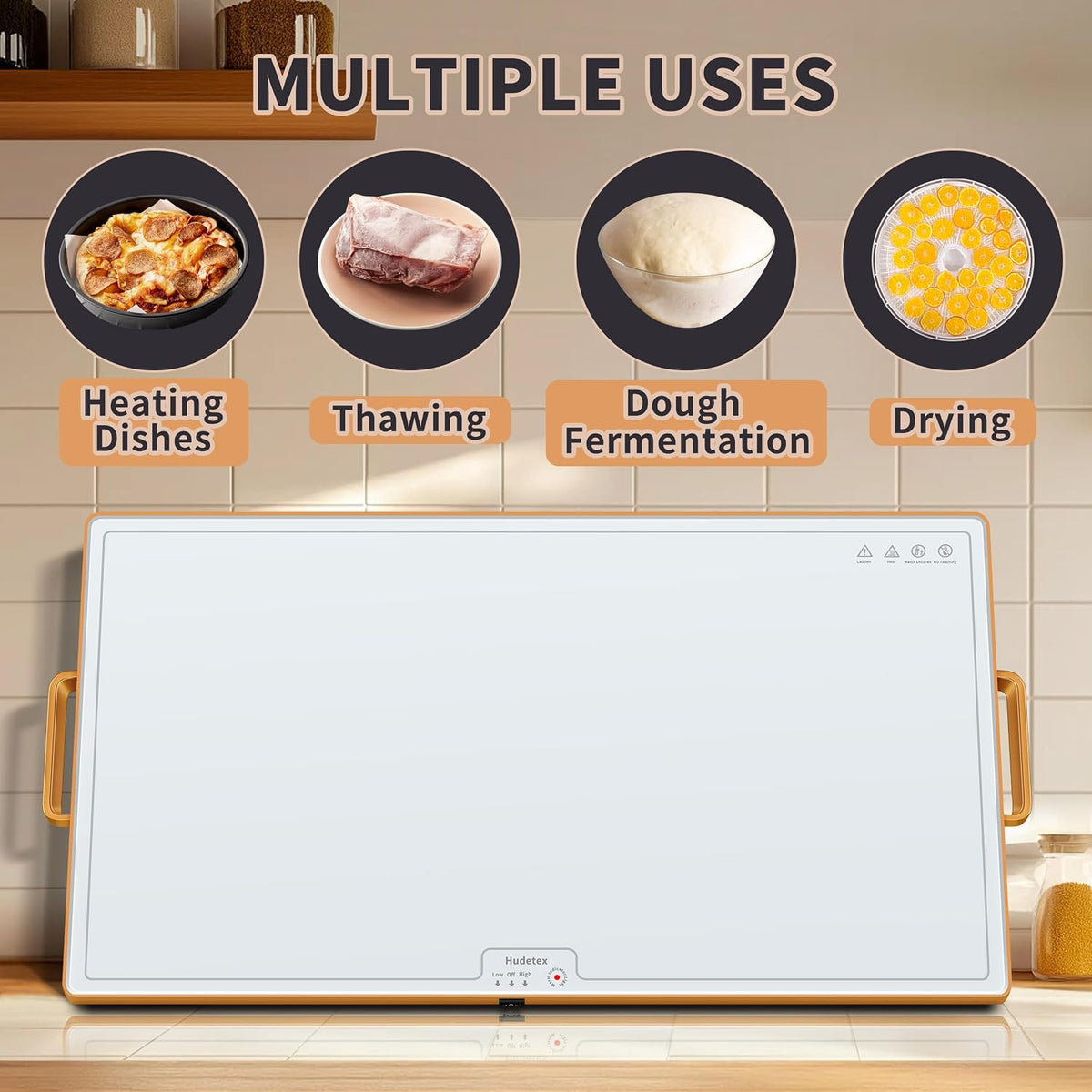 Warming Mat for Food,Extra Long 40"x12",Tempered Glass Warming Tray, Black