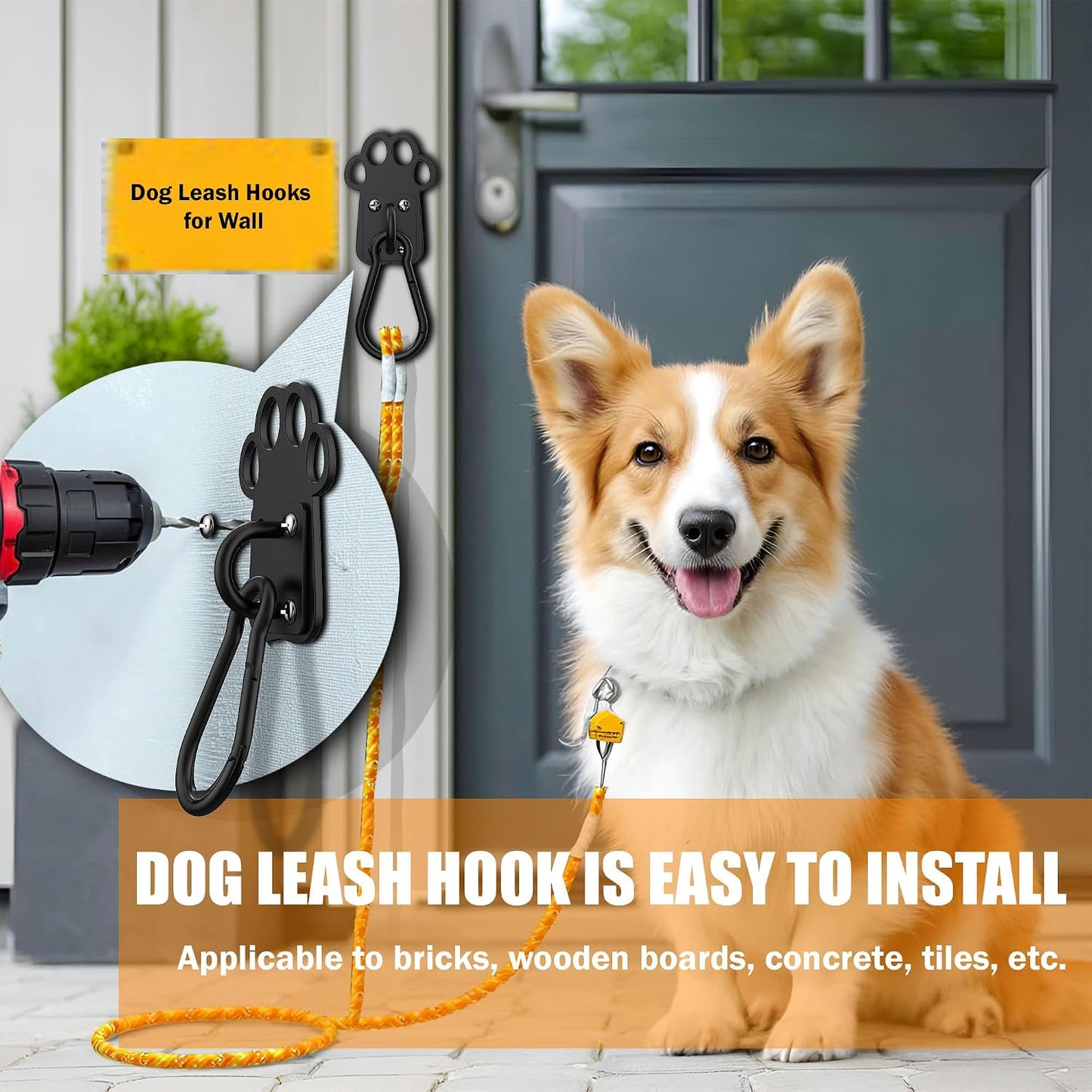 XIAOXINGYUN Heavy-Duty Indoor and Outdoor Dog Leash Holder for Wall – Automatic Closing Dog Leash Hook, Secure and Escape-Proof Hook for Lead Management, Easy to Install for Home & Business