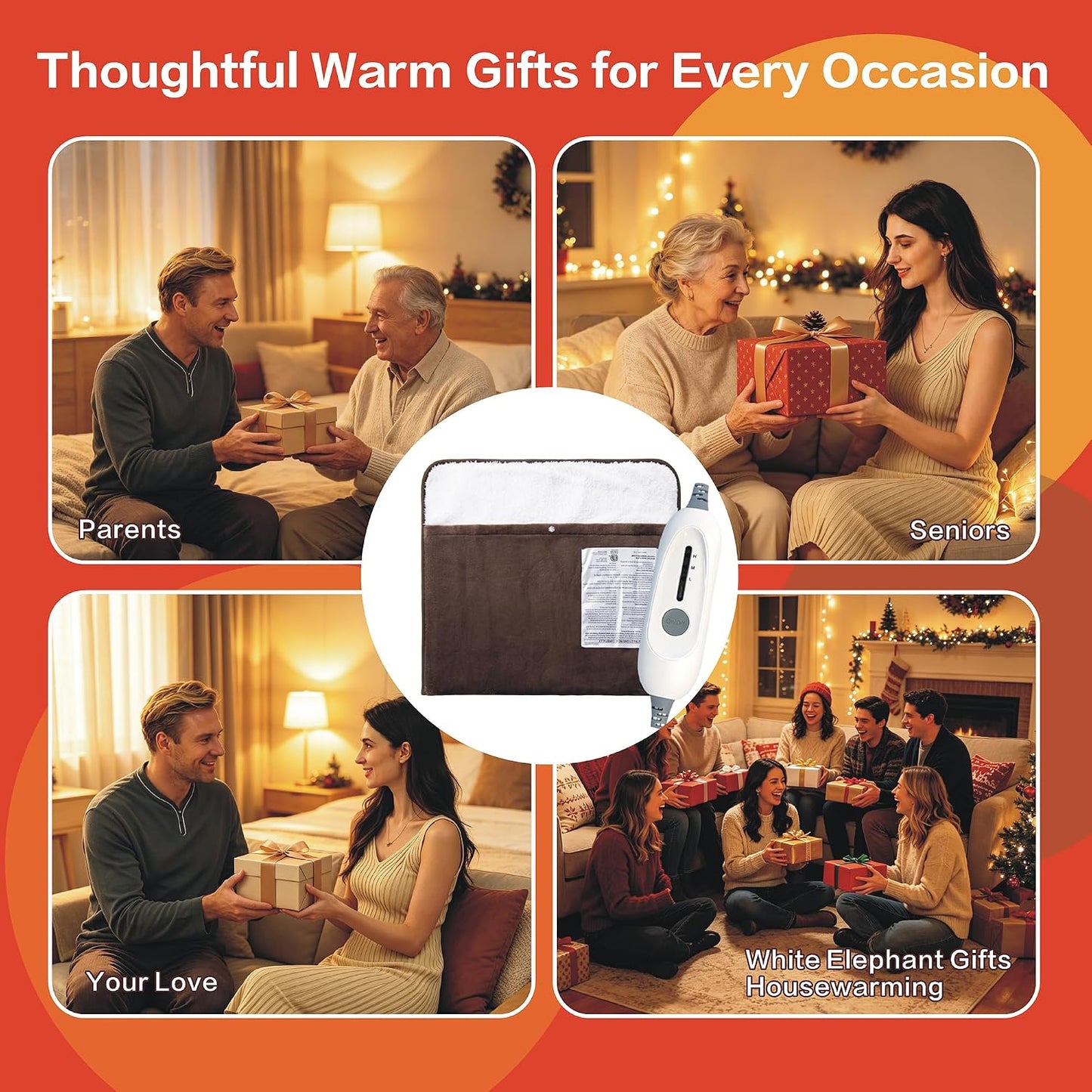 WarmMist Heated Foot Warmers, 22"×20" Electric Foot Heating Pad, Ultra Soft | ETL&FCC Certified, Flannel-Sherpa, 3 Heat Levels 2H Auto Off, Feet Warmers for Women Men, for Bed Under Desk&Office, Gifts