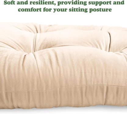 JZHLLA Glider Rocker Replacement Cushion Set with Storage Pockets Soft Flannel Fabric & High-Resilience Foam Non-Slip Back Rocking Chair Cushion for Living Room Rocking Chair(Beige)