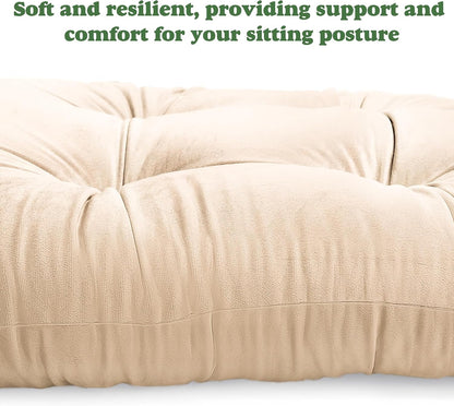 JZHLLA Glider Rocker Replacement Cushion Set with Storage Pockets Soft Flannel Fabric & High-Resilience Foam Non-Slip Back Rocking Chair Cushion for Living Room Rocking Chair(Beige)