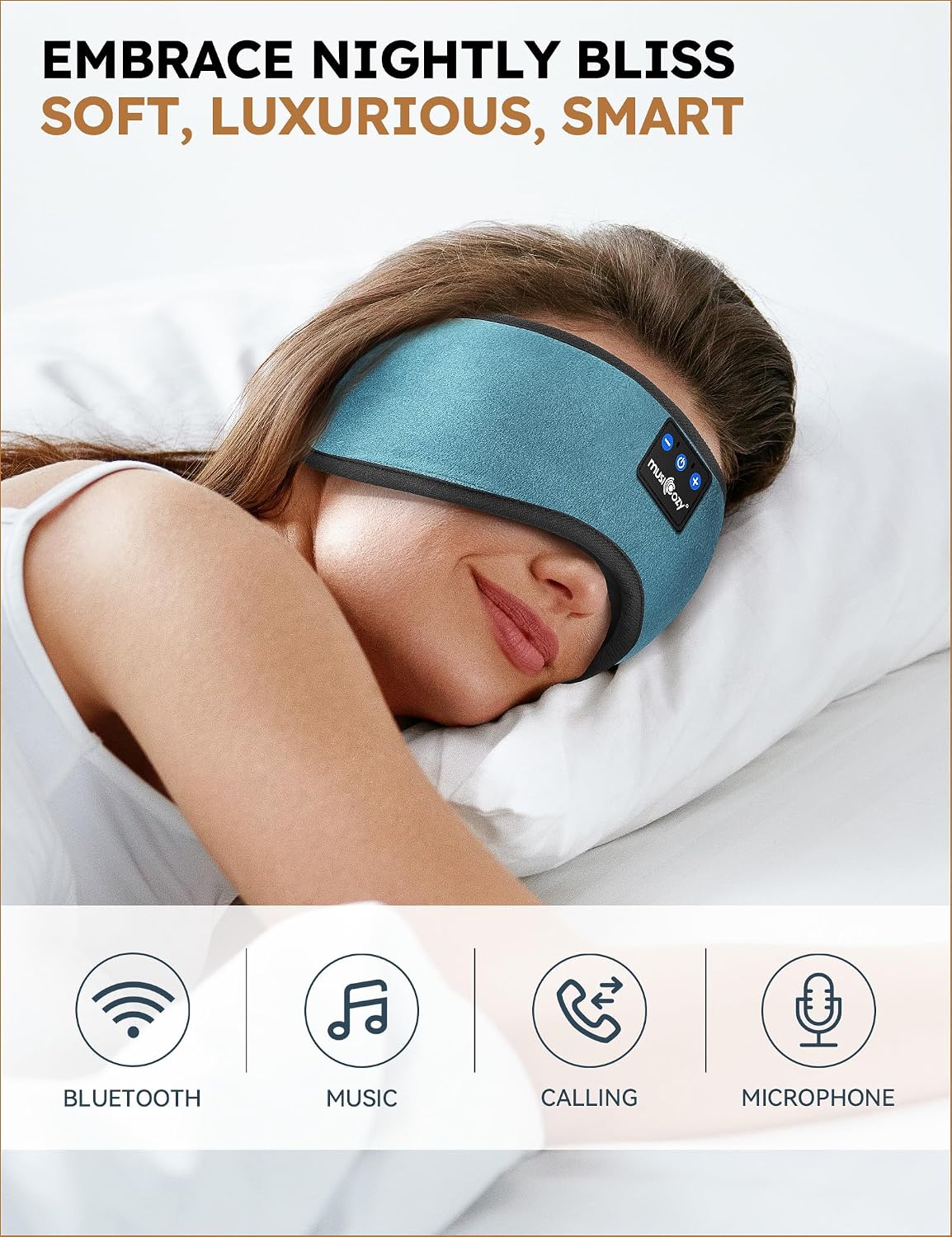 MUSICOZY Sleep Headphones Bluetooth 5.4 Sleep Mask with HD Sound