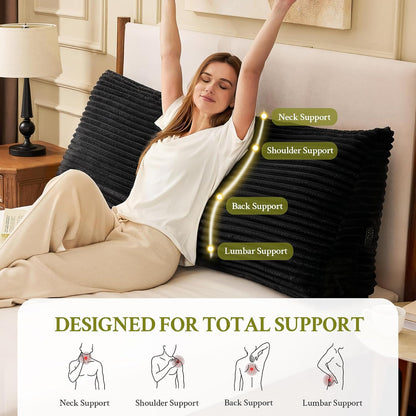 Headboard Pillow Queen, Headboard Wedge Pillow, Back Rest Pillows for Sitting, Reading, Working, Triangle Pillow with Removable Cover, Daybed Pillows for Bed Dorm Sofa, Dark Grey