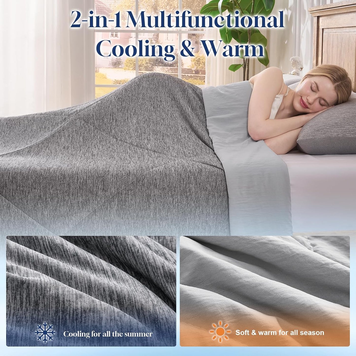 VK VK·LIVING Cooling Comforter King Size, Summer Cooling Blanket for Hot Sleepers and Night Sweats, Double-Sided Q-Max 0.45 Lightweight Breathable Soft Cooling Quilt for Bed Couch, 90"x108", Dark Gray