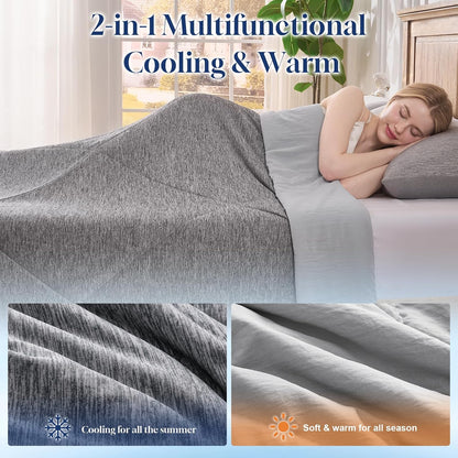 VK VK·LIVING Cooling Comforter King Size, Summer Cooling Blanket for Hot Sleepers and Night Sweats, Double-Sided Q-Max 0.45 Lightweight Breathable Soft Cooling Quilt for Bed Couch, 90"x108", Dark Gray