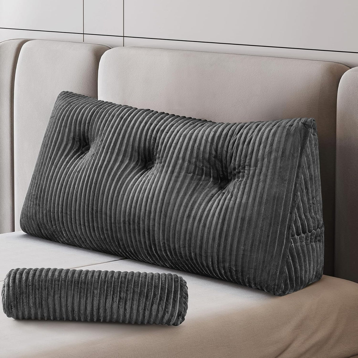 Z-hom Headboard Pillow, Wedge Backrest Cushion, Queen Size,NO Roll Pillow
