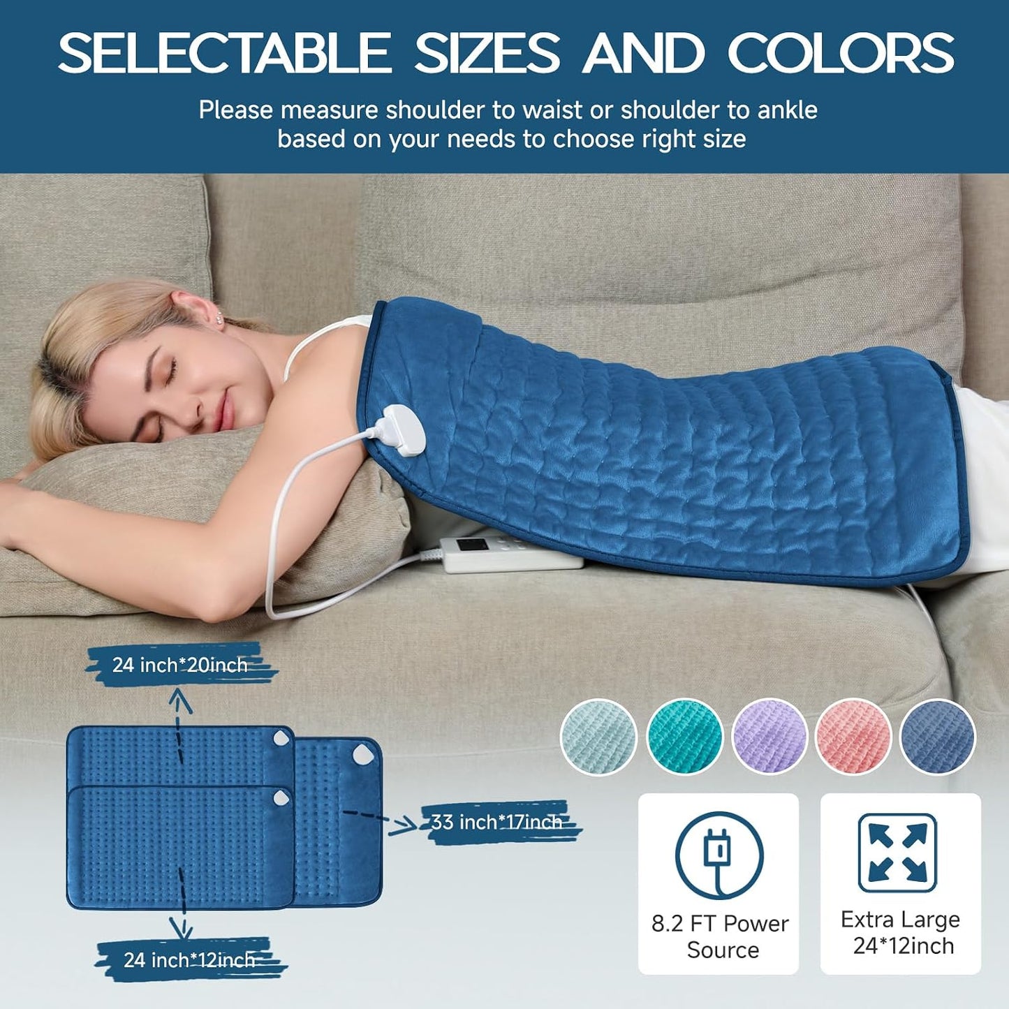 Heating Pad for Period Cramps, Heating Pad for Back/Neck/Shoulder Muscle Pain, 6 Heating&4 Timer Setting, Auto Shut Off, Dry/Moist Heat & Machine Washable, Gray Birthday Christmas Gifts for Women Mom