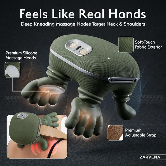 Neck Massager with Heat, Deep Kneading for Neck and Upper Shoulder Relief, Firm Shiatsu Pressure, 3 Modes, Cordless with Adjustable Strap