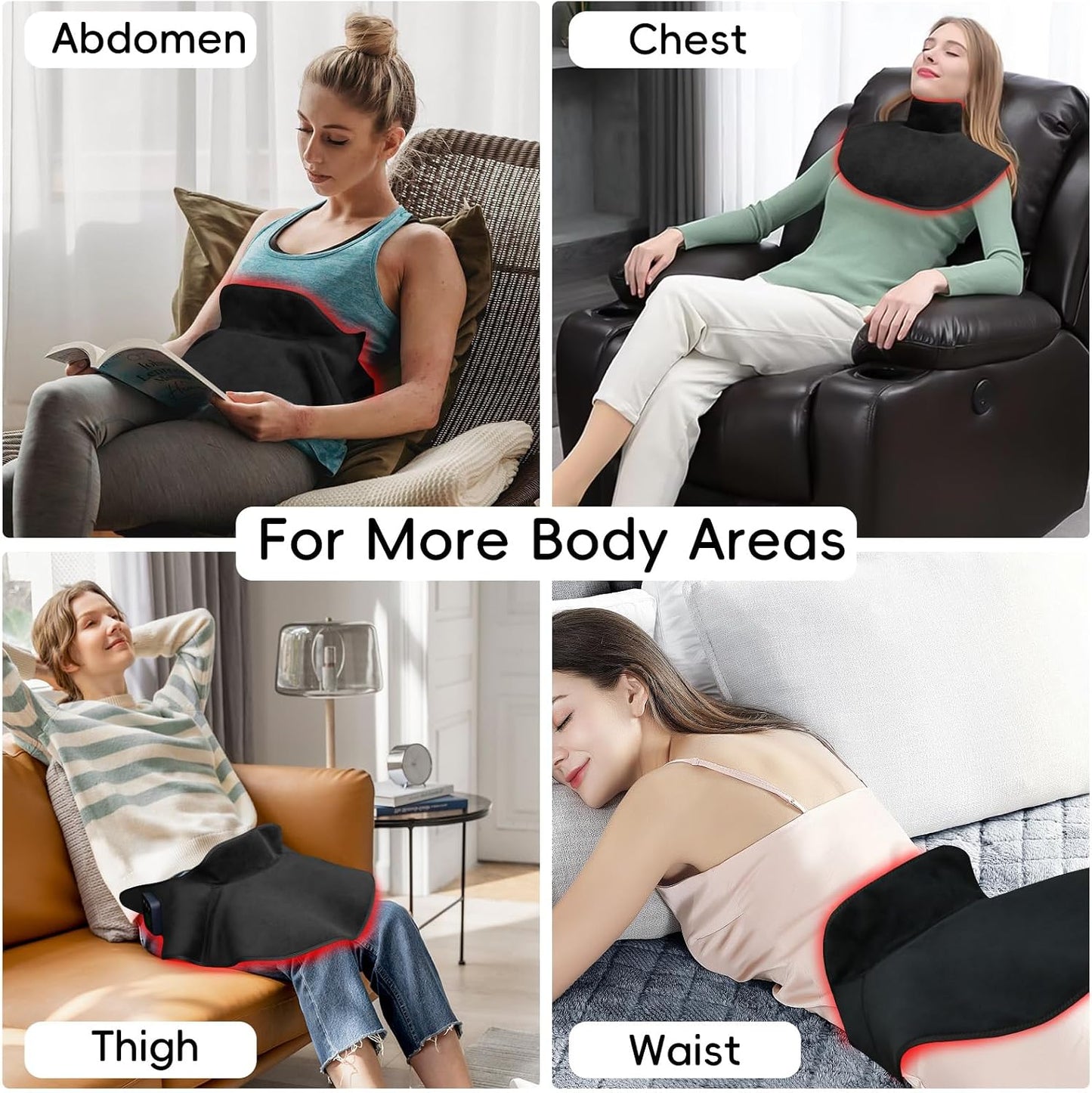 Cordless Red Light Therapy for Neck & Shoulders Pain Relief, 850nm Infra Device for Upper Back Muscle Relax with Timer, Rechargeable 660nm Wearable Heating Pad, for Women Men