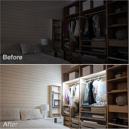 WOBANE Motion Sensor Stair Strip Lights,Rechargeable LED Closet Light,White