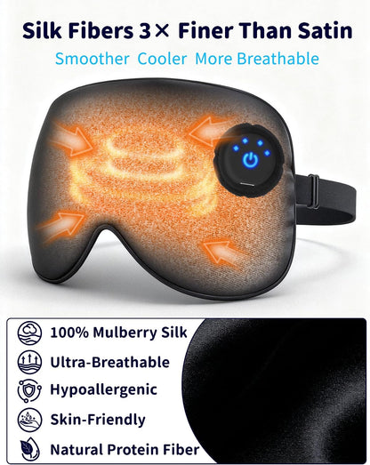 Heated Eye Mask for Dry Eyes, FSA-HSA Eligible, Cordless Rechargeable Warm Compress, 100% Mulberry Silk Removable Cover, 3 Heat Settings 95-131°F, 20-Min Auto-Off, USB-C, Stye & Sleep