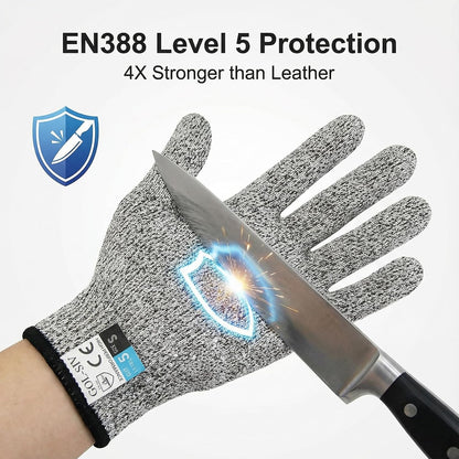 A5 Cut Resistant Gloves, Level 5 Protection, Safety Work Gloves for Kitchen Cutting, Oyster Shucking, Wood Carving, Meat Cutting, Fish Handling, Pink, XL