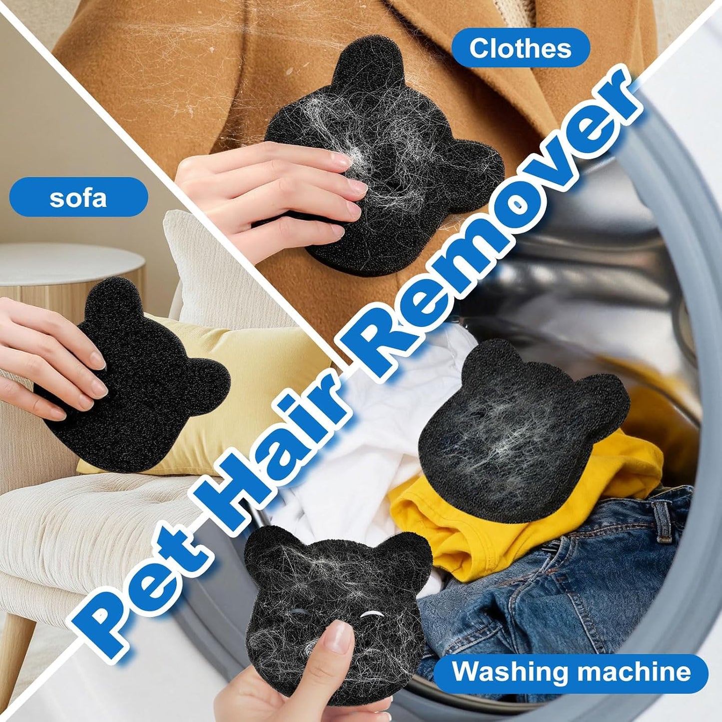 Pet Hair Remover for Laundry, 2026 Upgraded Pet Hair Catcher for Washing Machine, Reusable Dryer Pet Hair Balls and Lint Traps,Effective Dog Cat Fur Cleaner for Bedding,Blankets,Couch,Clothes (4 Pack)