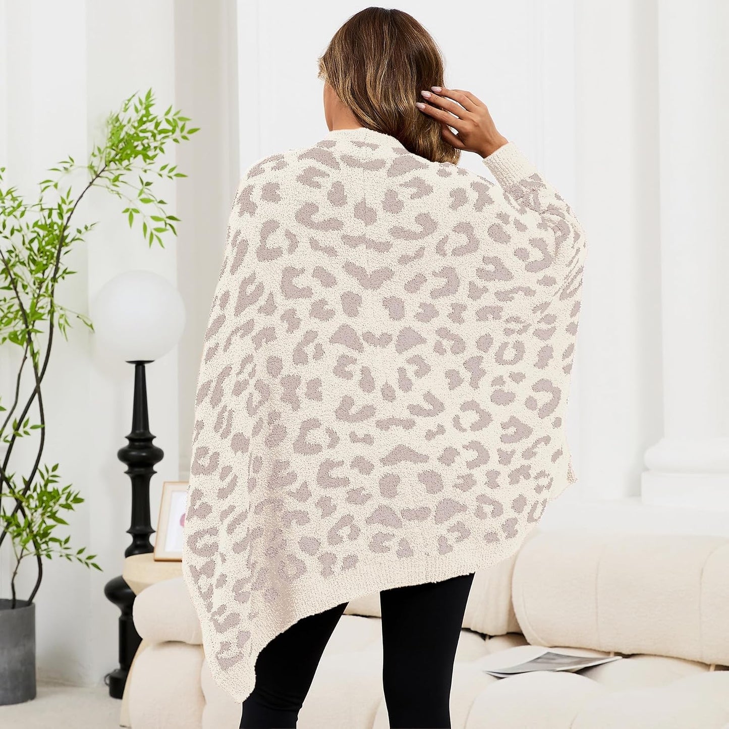 Wearable Blanket Sherpa Poncho Unique Office Work Warm Cozy Shawl TV Throw Blankets, Plush Cape Wrap for Adults