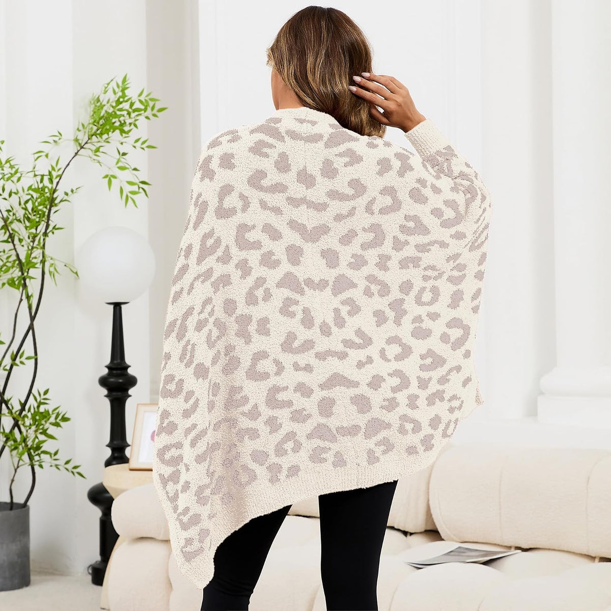 Wearable Blanket Sherpa Poncho Unique Office Work Warm Cozy Shawl TV Throw Blankets, Plush Cape Wrap for Adults