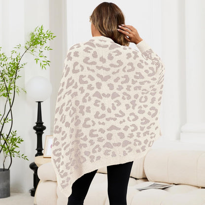 Wearable Blanket Sherpa Poncho Unique Office Work Warm Cozy Shawl TV Throw Blankets, Plush Cape Wrap for Adults