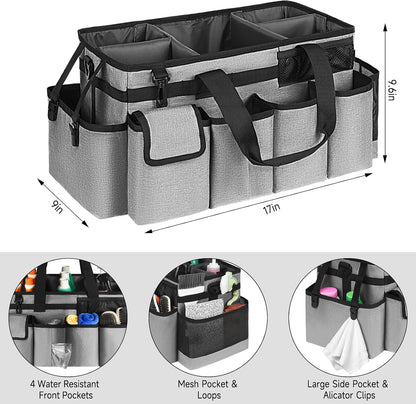 Cleaning Caddy Bag,Large Cleaning Supplies Organizer with Handle for Housekeepers,Purple