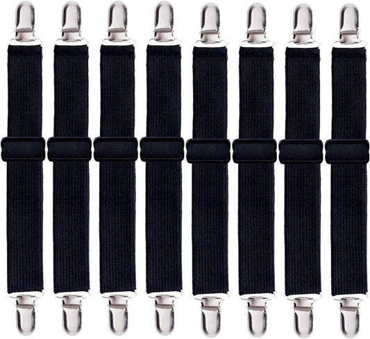 Korlon 8 Pack Sheet Straps, Adjustable Elastic Fitted Sheet Holder Clips