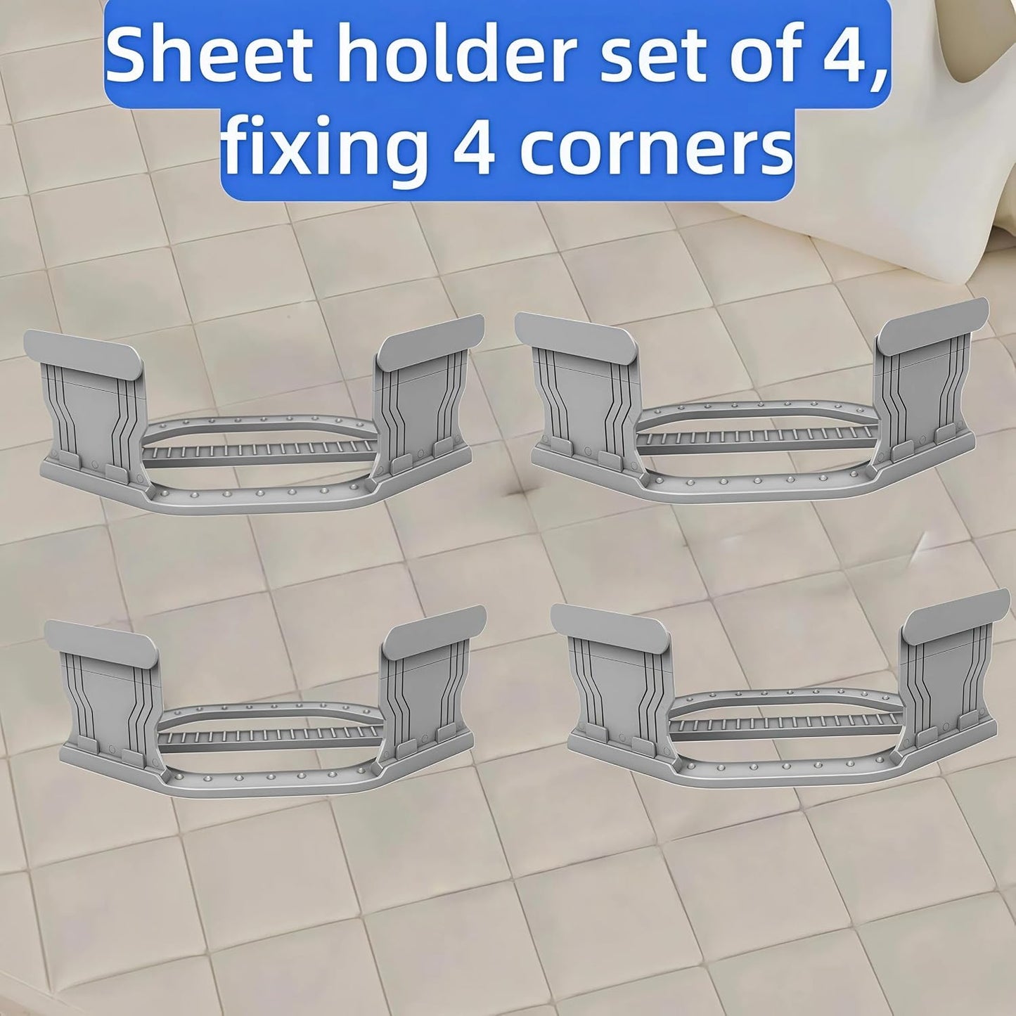 4Pcs Bed Sheet Straps – No-Slip Adjustable Clips for Mattress, Keeps Sheets Tight (White)