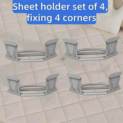 4Pcs Bed Sheet Straps – No-Slip Adjustable Clips for Mattress, Keeps Sheets Tight (White)
