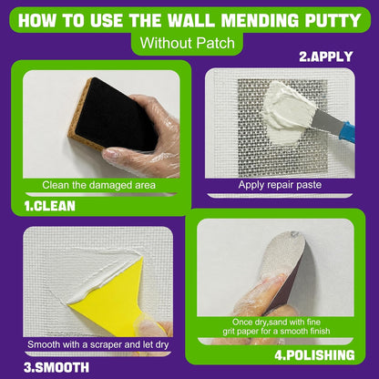 Drywall Repair Kit, 10.5oz Wall Spackle Paste,Drywall Hole Patch Repair Kit | For filling nail holes and crack on wall surfaces,drywall mud plaster with scraper & self-adhesive mesh patches