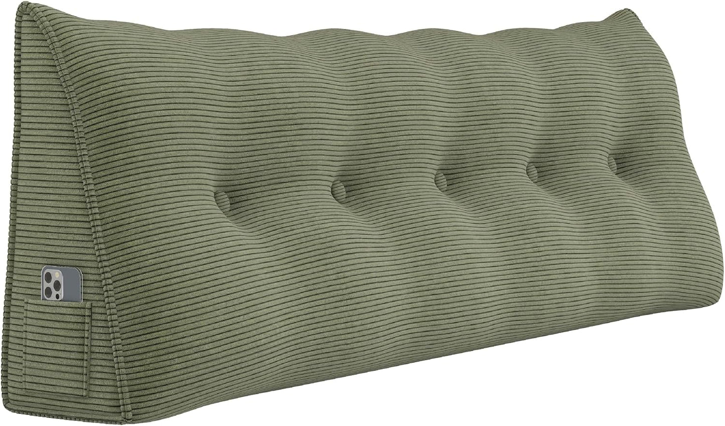 Headboard Wedge Pillows for Sitting Up in Bed Rest Adult，Triangular Upholstered Stuffed Reading Pillow for Sofa Couch Back Cushions Lumbar Body Support Dorm Bedroom（King，Corduroy Gray）