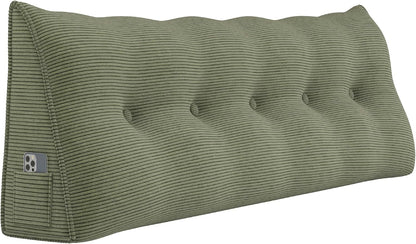 Headboard Wedge Pillows for Sitting Up in Bed Rest Adult，Triangular Upholstered Stuffed Reading Pillow for Sofa Couch Back Cushions Lumbar Body Support Dorm Bedroom（King，Corduroy Gray）