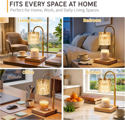 Candle Warmer Lamp with 3 Bulbs, Adjustable Height Dimmable Candle Warmer with Timer, Candle Lamp with Charming Gift Box Ribbon,Birthday Gifts for Women Mom, House Warming Gifts New Home Decor