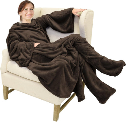 Catalonia Wearable Blanket with Sleeves & Foot Pocket for Adults | Soft Fleece Throw Wrap with Hands-Free Comfort, Perfect for Reading, TV Time & Relaxing, Christmas Gift for Women & Men