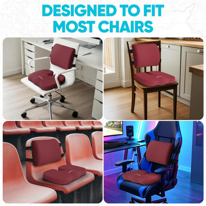 FORTEM Seat Cushion & Lumbar Support for Office Chair, Wheelchair, Car