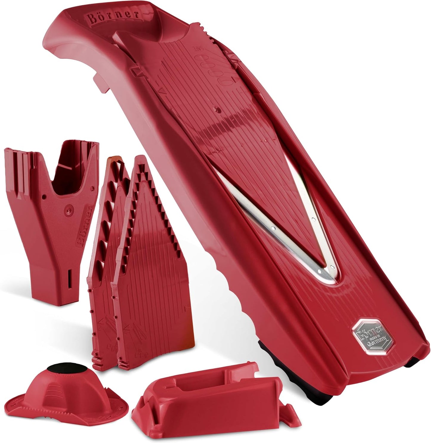 Mandoline Food Slicer Börner V5 (Profi Set) by Reston Lloyd • V-Slicer with 4 Inserts, Docking Station & Food Holder • Made in Germany • Fruit & Vegetable Chopper • Multiple Settings • Color: Lime