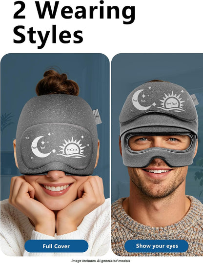 Migraine Relief Cap with Flip-up Eye Mask for Headache & Stress Relief | Headache Relief Hat for Hangover, Tension-Cold Compress Head Wrap