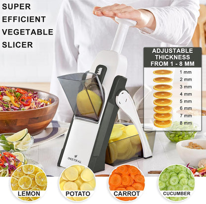 ONCE FOR ALL Safe Mandoline Slicer, Vegetable Slicer Potato Slicer, Gray | Vegetable Slicer For Food Potato Slices, Thickness Adjustable 0.1-8 mm Kitchen Artifact Fast Meal Prep, Gift, Only Slicer