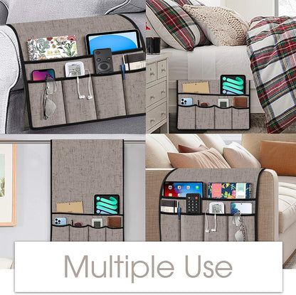 Joywell Remote Caddy Couch Remote Control Holder for Recliner Sofa Armrest Organizer Non Slip Arm Chair Caddie with 6 Pocket Storage for Magazine, Tablet, Phone, iPad, Black