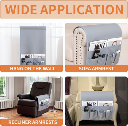 HAOMAIJIA Sofa Armrest Organizer, Remote Control Holder for Recliner Couch | Anti Slip Arm Chair Bedside Caddy Storage Organizer With 6 Pockets For Cell Phone Tv Remote Control Magazines (brown)