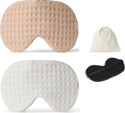 2-Pack Linen Eye Sleep Mask, Organic Blackout, Oversize Shape Cover