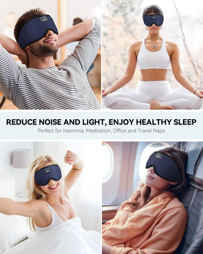 MUSICOZY Sleep Headphones Breathable Bluetooth 5.4 Headband 3D Sleeping Headphones, Wireless Eye Mask Earbuds Earphones for Side Sleeper Office Air Travel Cool Tech Gadgets Unique Gifts